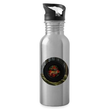 A deer seen through the scope - Water bottle with straw - silver - Right