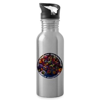 Vegetarier brauchen ausgewogene Ernährung - Trinkflasche mit integriertem Trinkhalm - Lightsilver - Rechts