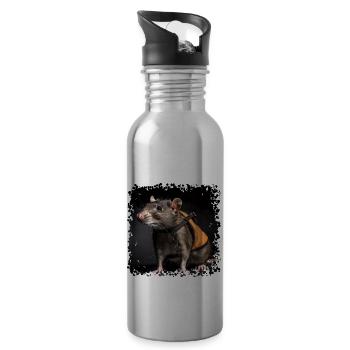 Wer Ratten hat, hat keine Mäuse! - Trinkflasche mit integriertem Trinkhalm - Lightsilver - Rechts