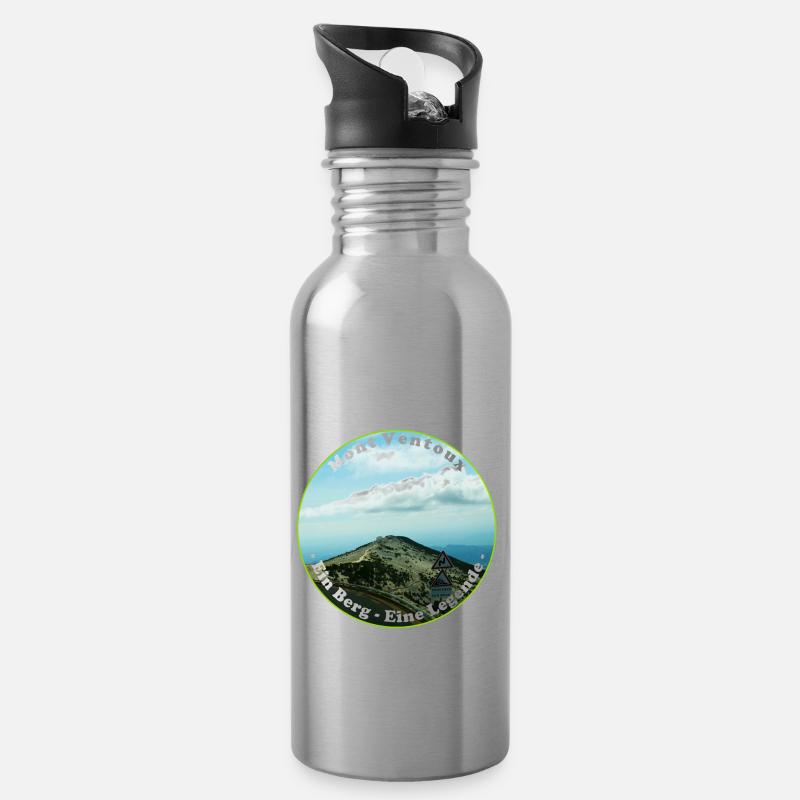 Der Mont Ventoux, langer Anstieg und lange Abfahrt - Trinkflasche mit integriertem Trinkhalm - Lightsilver