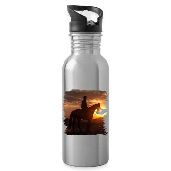 Horseback riding is an old tradition - Water bottle with straw - silver - Right