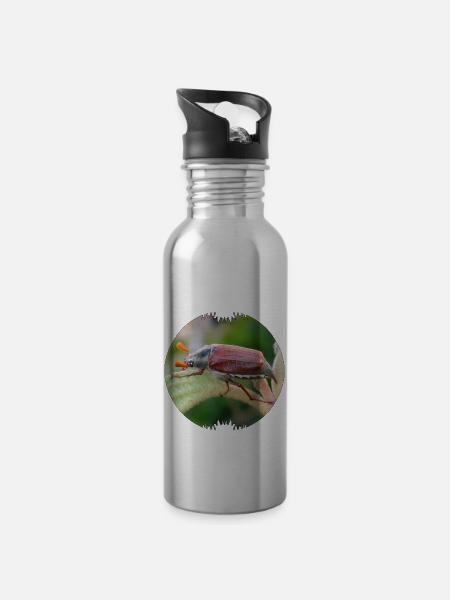 Der Maikäfer ist ein auffälliger Geselle - Trinkflasche mit integriertem Trinkhalm - Lightsilver