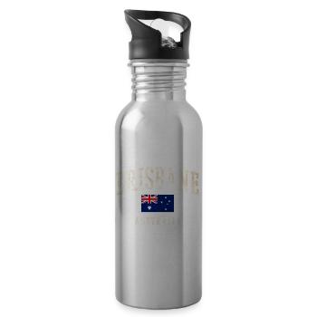 Brisbane Australien Vintage Flag Design - Trinkflasche mit integriertem Trinkhalm - Lightsilver - Rechts