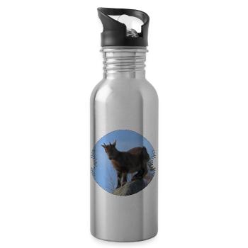 Ziegen im Hochgebirge sind gute Kletterkünstler - Trinkflasche mit integriertem Trinkhalm - Lightsilver - Rechts