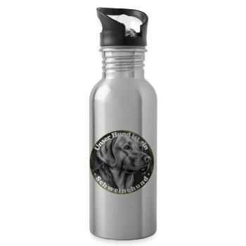Den inneren Schweinehund besiegen - Trinkflasche mit integriertem Trinkhalm - Lightsilver - Rechts