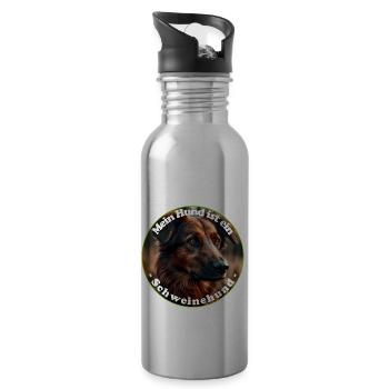 Unseren inneren Schweinehund zu besiegen - Trinkflasche mit integriertem Trinkhalm - Lightsilver - Rechts