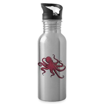 I like octopus - eight tentacles - squid - Water bottle with straw - silver - Right