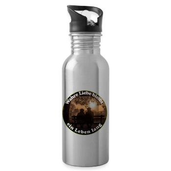 Wahre Liebe bleibt ein Leben lang - Trinkflasche mit integriertem Trinkhalm - Lightsilver - Rechts