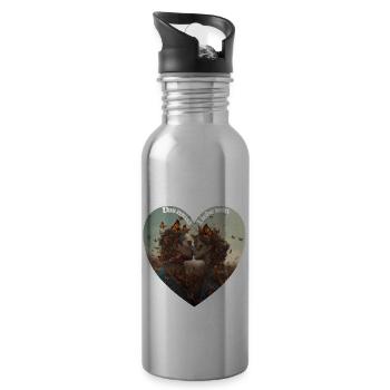 Das muss Liebe sein - Trinkflasche mit integriertem Trinkhalm - Lightsilver - Rechts