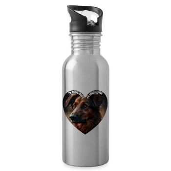 Liebe zu einem Tier kann helfen, Halt zu finden - Trinkflasche mit integriertem Trinkhalm - Lightsilver - Rechts