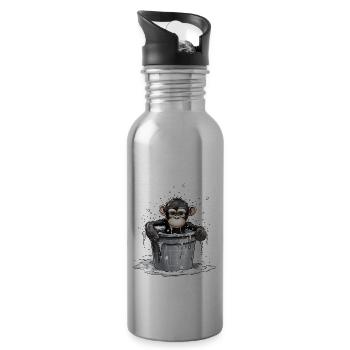 Affe sucht Abkühlung - Trinkflasche mit integriertem Trinkhalm - Lightsilver - Rechts