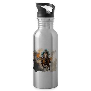 Die majestätischen Vollblutpferde und ihre Reiter - Trinkflasche mit integriertem Trinkhalm - Lightsilver - Rechts
