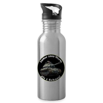Diplomatie zum Beenden vom Krieg - Trinkflasche mit integriertem Trinkhalm - Lightsilver - Rechts