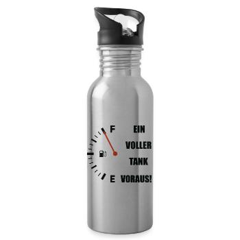 Ein Volltank voraus Benzin Anzeige lustige Auto - Trinkflasche mit integriertem Trinkhalm - Lightsilver - Rechts