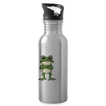 Bevor Du Fragst Nein Keine Lust Auf Smalltalk - Trinkflasche mit integriertem Trinkhalm - Lightsilver - Rechts