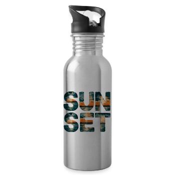 Strand Sunset Beach Sonnenuntergang Meer - Trinkflasche mit integriertem Trinkhalm - Lightsilver - Rechts