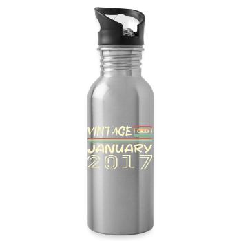 Vintage Janvier 2017 - Anniversaire Janvier 2017 - Gourde avec paille intégrée - argent clair - Droite