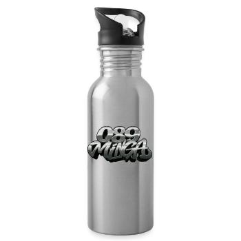 089 Minga Logo - Trinkflasche mit integriertem Trinkhalm - Lightsilver - Rechts