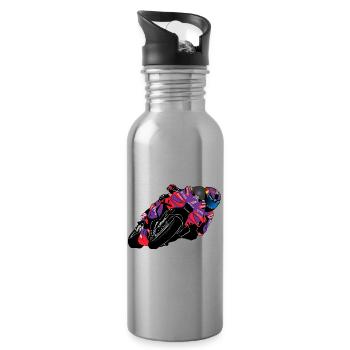 Motorcycle Racing - Superbike - Water bottle with straw - silver - Right