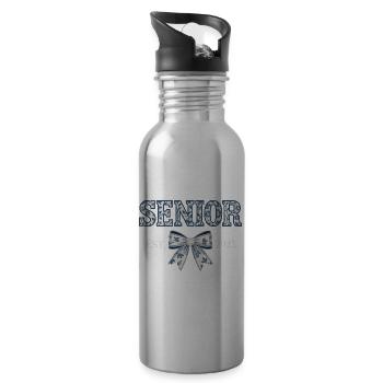 Senior Est 2025 Floral Bow Graduating Class - Water bottle with straw - silver - Right