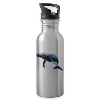 Blauwal Wal Blauwale Walgesang Taucher Ozean Wale - Trinkflasche mit integriertem Trinkhalm - Lightsilver - Rechts