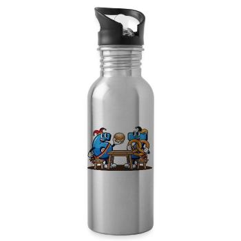 Meme 67 Six Seven 6 7 Italian meme - Water bottle with straw - silver - Right
