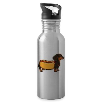 Süßer Dackel Hot-Dog-Brötchen-Aufkleber - Trinkflasche mit integriertem Trinkhalm - Lightsilver - Rechts