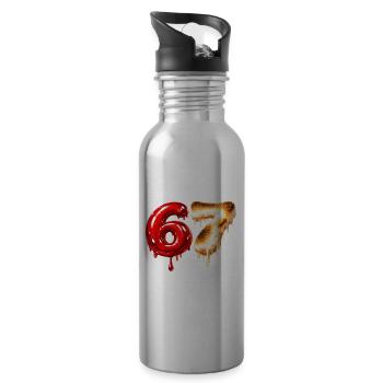 67 - 6 7 - Six Seven Meme - Water bottle with straw - silver - Right