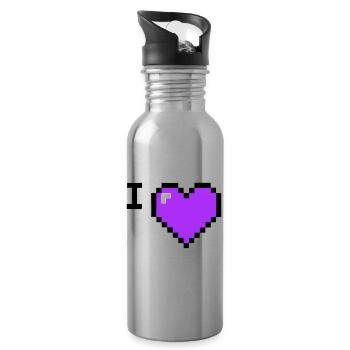 I Love Herz Platzhalter Text - Trinkflasche mit integriertem Trinkhalm - Lightsilver - Rechts