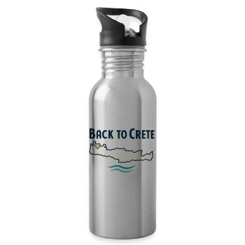 Retour en Crète, Grèce, Souvenir des vacances pour l’île Tr - Gourde avec paille intégrée - argent clair - Droite