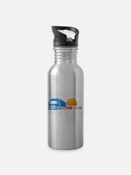 Führungskraft: Truck & Follower Sunset - Trinkflasche mit integriertem Trinkhalm - Lightsilver