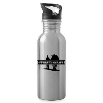 Führungskraft Pferd male - Trinkflasche mit integriertem Trinkhalm - Lightsilver - Rechts