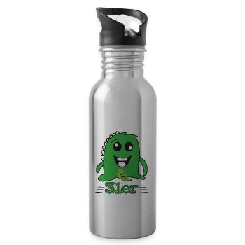 green monster 31er gift shirt - Water bottle with straw - silver - Right