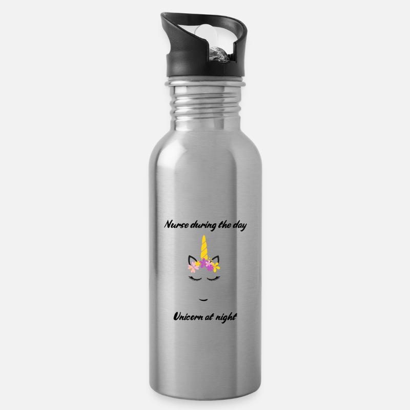Nurse gift - Gourde avec paille intégrée - argent clair