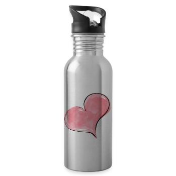 Herz - Trinkflasche mit integriertem Trinkhalm - Lightsilver - Rechts