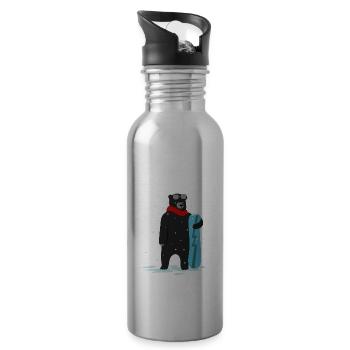 Nette Snowboardfahrt, die Geschenkgeschenkideen zeichnet - Trinkflasche mit integriertem Trinkhalm - Lightsilver - Rechts