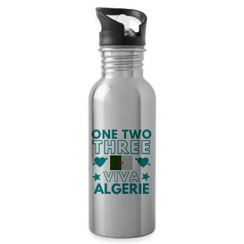 Algeria Shirt • One Two Three Viva Algeria Gift - Water bottle with straw - silver - Right