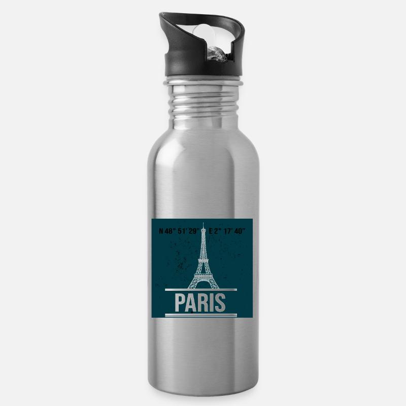 Tour eiffel paris - Gourde avec paille intégrée - argent clair