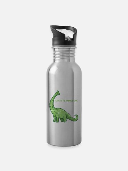 DINO - Trinkflasche mit integriertem Trinkhalm - 