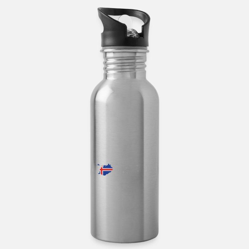 Island - Trinkflasche mit integriertem Trinkhalm - Lightsilver
