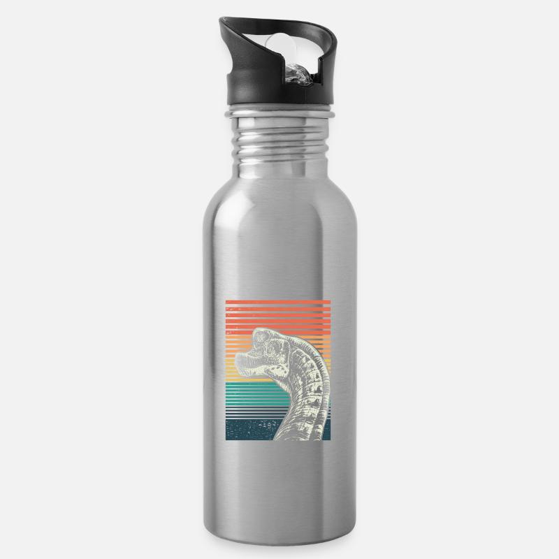 Brachiosaurus - Trinkflasche mit integriertem Trinkhalm - Lightsilver