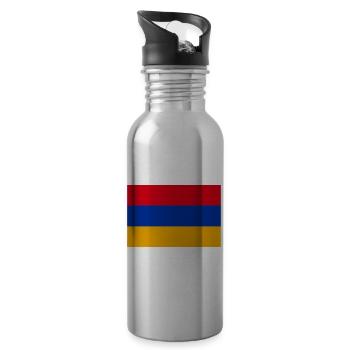 Armenia armenian ensign flag - Water bottle with straw - silver - Right