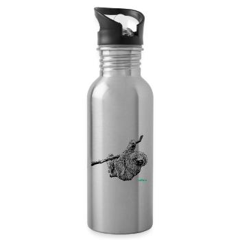 Faultier - Trinkflasche mit integriertem Trinkhalm - Lightsilver - Rechts