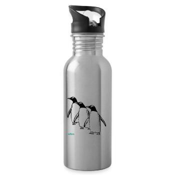 Penguin - Water bottle with straw - silver - Right