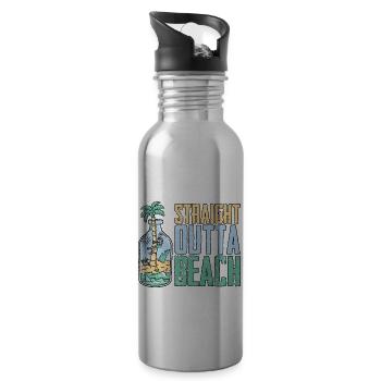 Straight Outta Beach Skelett Urlaub - Trinkflasche mit integriertem Trinkhalm - Lightsilver - Rechts