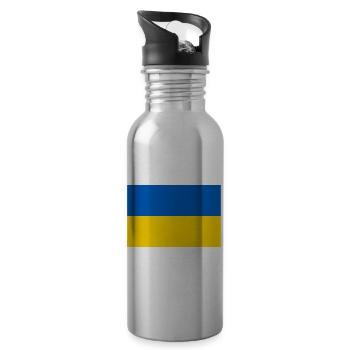 Ukraine Ukrainian Flag Flag - Water bottle with straw - silver - Right
