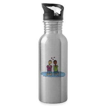 Freundinnen - Trinkflasche mit integriertem Trinkhalm - Lightsilver - Rechts