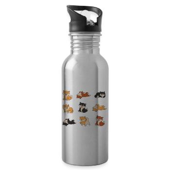 Shiba Inu - Water bottle with straw - silver - Right