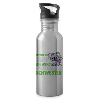 Weißt Du Schon Das Neuste Ich Werde Bald Große - Trinkflasche mit integriertem Trinkhalm - Lightsilver - Rechts