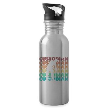 Gardien d’école Janitor Silhouette - Gourde avec paille intégrée - argent clair - Droite